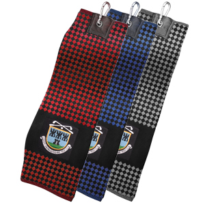 jacquard woven chequered pattern tri-fold golf towel