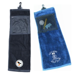double fold embroidered golf towel